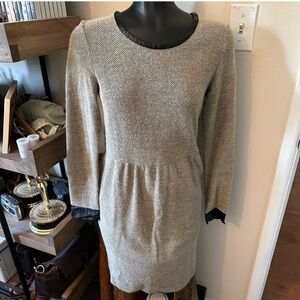 THML Textured Long Sleeve Tan Knit Dress